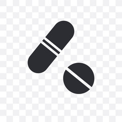 pills icon isolated on transparent background. Simple and editable pills icons. Modern icon vector illustration.