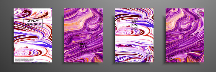 Abstract painting, can be used as a trendy background for wallpapers, posters, cards, invitations, websites. Modern artwork. Marble effect painting. Mixed blue, purple and red paints.