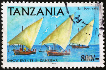 Three dholes on tanzanian postage stamp