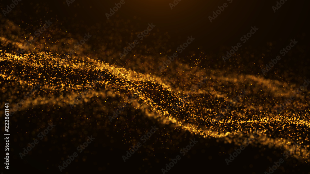 Fototapete Wave of particles. Abstract particle. Data visualization. Abstract digital background. 4k rendering.