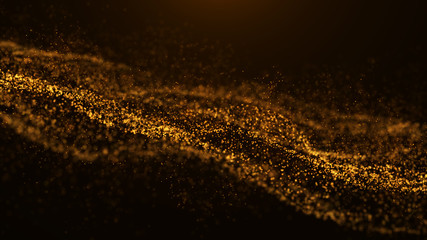 Wave of particles. Abstract particle. Data visualization. Abstract digital background. 4k rendering.