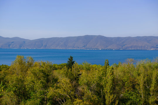 Panoramic view of Lake Sevan, Armenia