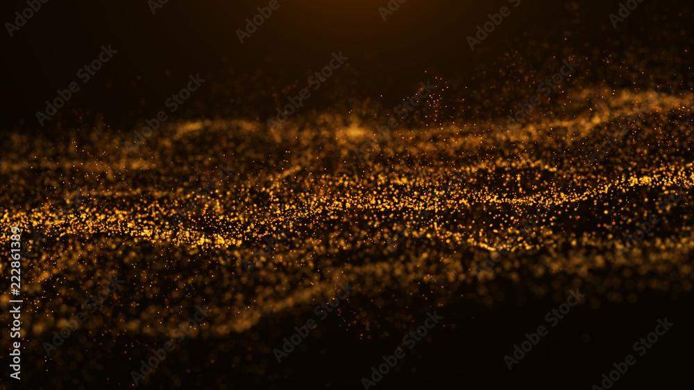 Leinwandbilder Wave of particles. Abstract particle. Data visualization. Abstract digital background. 4k rendering.