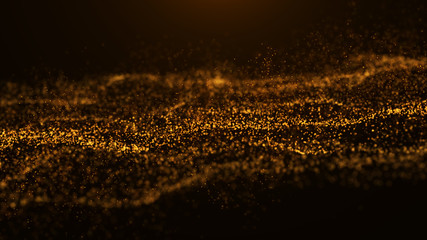 Wave of particles. Abstract particle. Data visualization. Abstract digital background. 4k rendering.