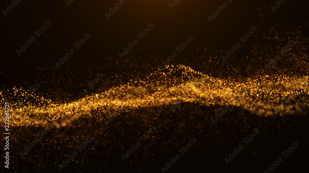 Fototapete Wave of particles. Abstract particle. Data visualization. Abstract digital background. 4k rendering.