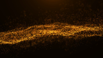 Wave of particles. Abstract particle. Data visualization. Abstract digital background. 4k rendering.