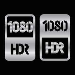 1080 HDR format silver and cut icon. Pure vector illustration on black background