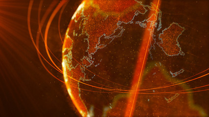 Global network connection. World map point. Representing the global. Network connection. 3D rendering.