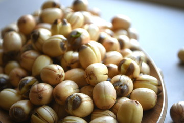Fresh lotus seeds piled.