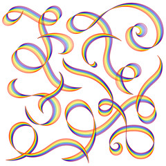 Abstract lines, rainbow swirls design elements. Vector illustration.