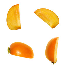 Fresh fruit persimmon isolated on white background. Creative minimalistic food concept.