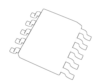 Electrionic Circuit Chip Package SSOP 3d illustration sketch outline