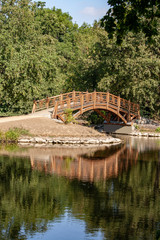Fototapeta premium the great historic park in the city center from leipzig with brigde