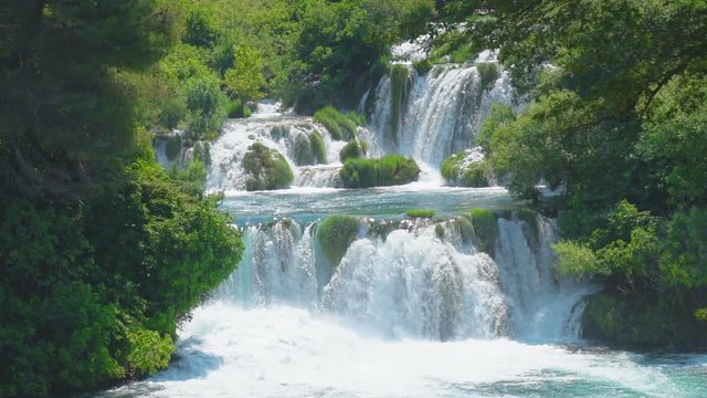 Beautiful view of waterfall in KRKA national park, Croatia.