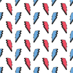 Lightning seamless pattern vector illustration. Hand drawn sketched doodle lightning symbols