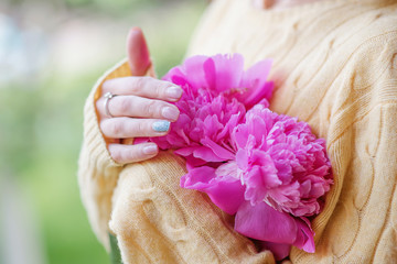 Buds of a pink peony. It can be used as a background