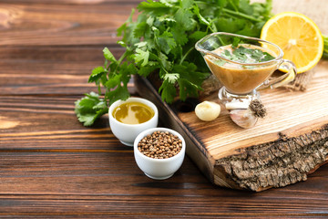 Sweet and sour sauce with ingredients