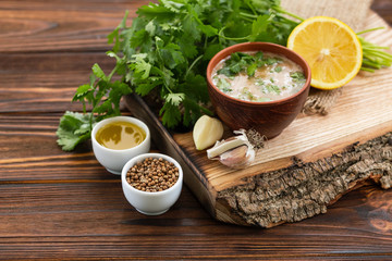 Sweet and sour sauce with ingredients