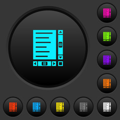 Document with content and scroll bars dark push buttons with color icons