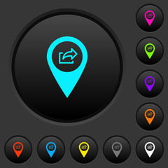 Export GPS map location dark push buttons with color icons