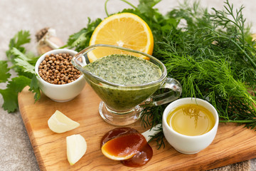 Green sweet and sour homemade sauce