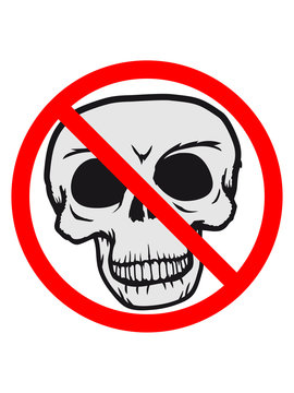 sterben verboten schild zeichen symbol durchgestrichen sch&auml;del skelett tot tod knochen horror halloween maske kopf totenkopf b&ouml;se comic cartoon clip