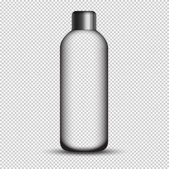 realistic glass bottle with metal cap isolated on transparent background. vector bottle mock up