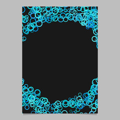 Color abstract random circle pattern card template - vector blank brochure background graphic design from cyan rings