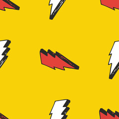 Lightning seamless pattern vector illustration. Hand drawn sketched doodle lightning symbols