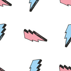 Lightning seamless pattern vector illustration. Hand drawn sketched doodle lightning symbols