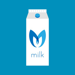 Premium milk vector with modern design, cap and paper box. Flat design  milk container illustration.