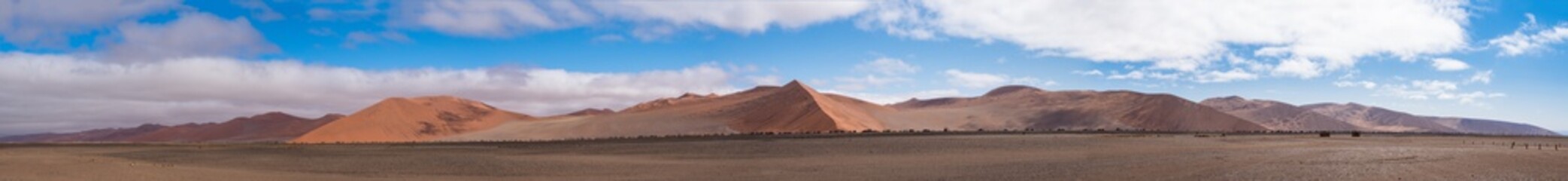 Fototapeta na wymiar Panoramic of Sossusflei sand dunes in Namibia
