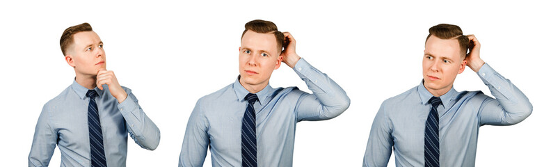 Set from portraits of young office worker isolated on a white background.