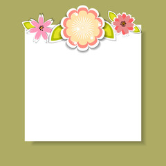 Obraz premium Template for postcard, invitation, card with flowers and leaves,white frame with floral decorative elements