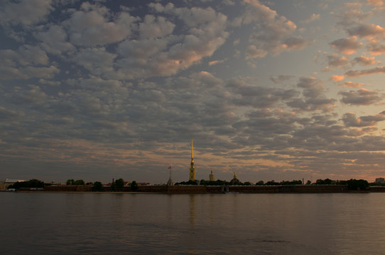 Peter and Paul Fortress and the Neva River at sunrise, St. Petersburg, Russia