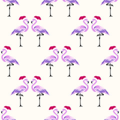 Fototapeta premium Christmas background with flamingo