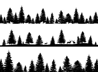 Forest banners or borders set - obrazy, fototapety, plakaty