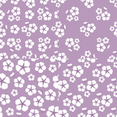 Set Cotton flower Seamless pattern. Flat style on cute lilac background. Vector illustration.