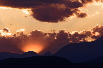 Sun sets over the Canadian Rocky Mountains