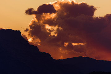 Sun sets over the Canadian Rocky Mountains