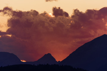 Sun sets over the Canadian Rocky Mountains