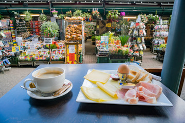 Close up shot of a breakfast set