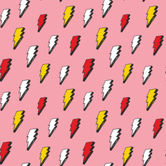 Lightning seamless pattern vector illustration. Hand drawn sketched doodle lightning symbols