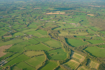 Aerial view of the beautiful landscape around West Sussex