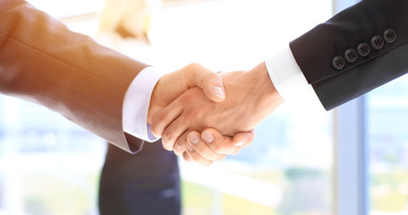 Business people shaking hands as a sign of agreement. Success concept