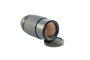 Objectif isolé sur fond blanc