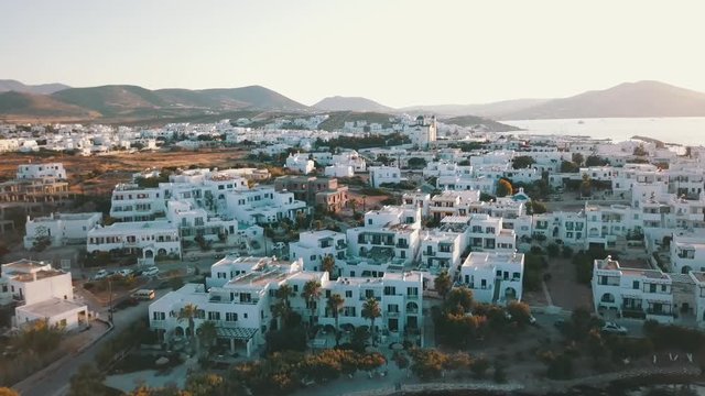 Flight over island Paros in Greece