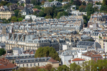Fototapeta na wymiar Aerial view of parisian buildings, Paris, France