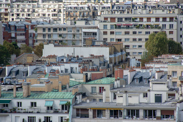Aerial view of parisian buildings, Paris, France