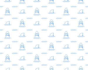 Shark seamless pattern, Hand drawn sketched doodle shark, vector illustration